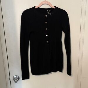 Vince Black Button-Front Crewneck Cardigan 100% Cashmere